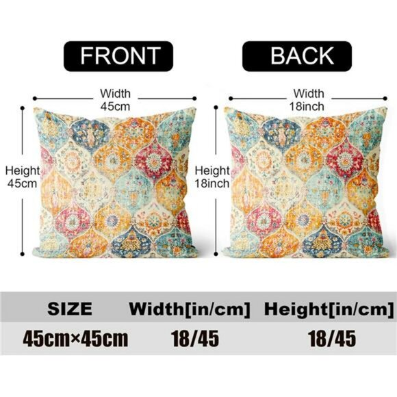 Boho Throw Pillow Covers 18x18 Set of 2 Cream Soft Decorative Square Sofa Cushio - Picture 2 of 7